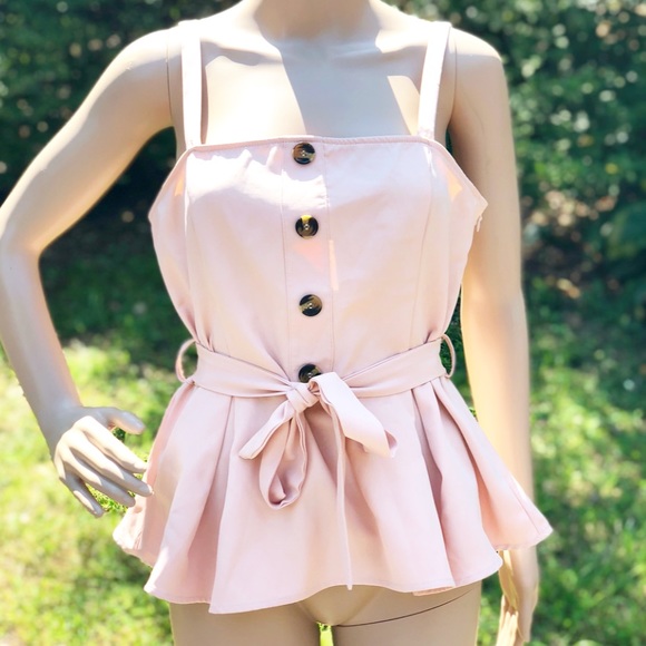 . Shop Hope’s Girly Blush Button Tie Top - Picture 4 of 8
